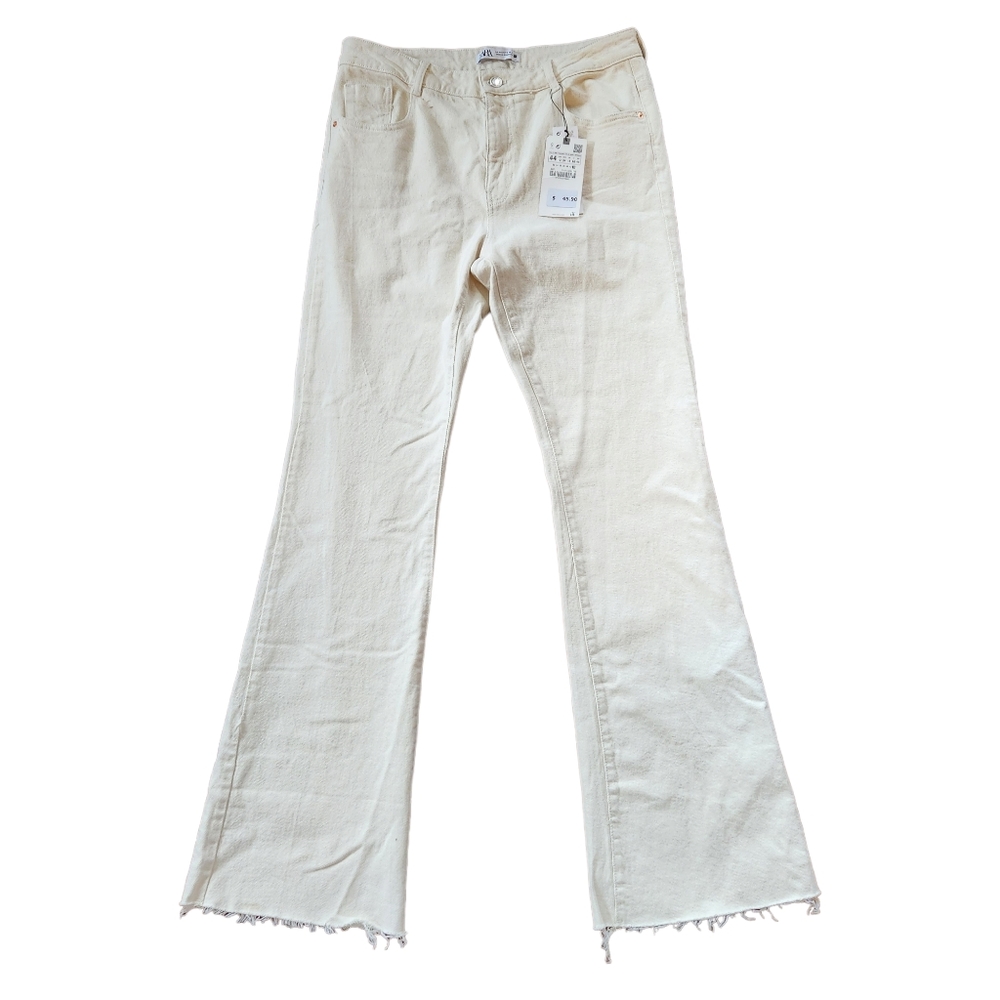 ZARA cream colored flare jean
